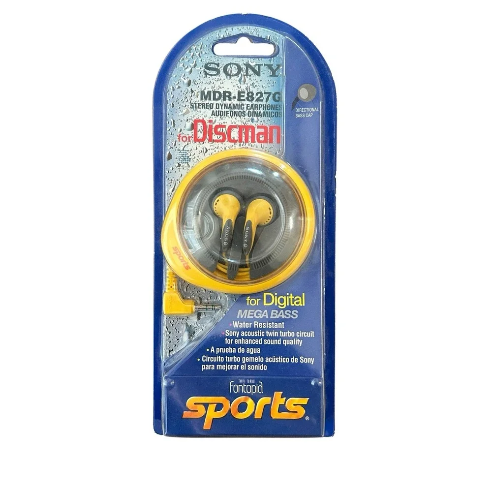 Vintage Sony MDR-E827G In-ear Headphones Sport Discman Mega Bass Fontopia 1995